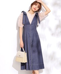 couture brooch | 【リボン付け外し2WAY】リボン付きポーリーデニムジャンスカ(スカート)