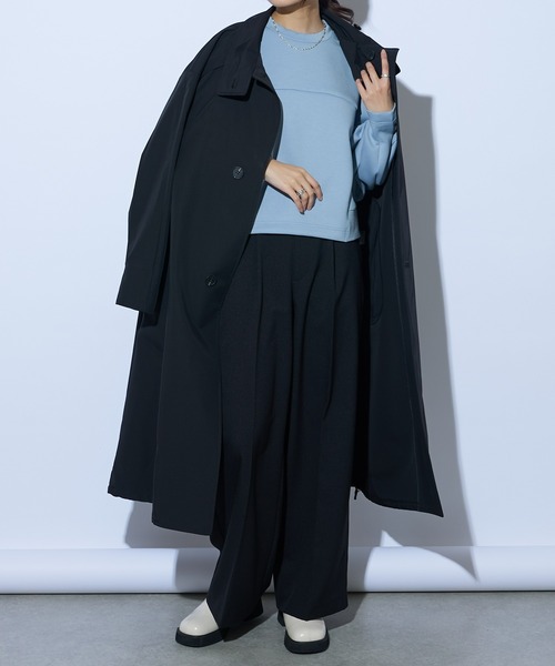 Lui's（ルイス）の「スタンドカラーバルーンコート（ステンカラーコート・レディース・ライトカーキ/ブラック・FREE）」の10枚目の写真