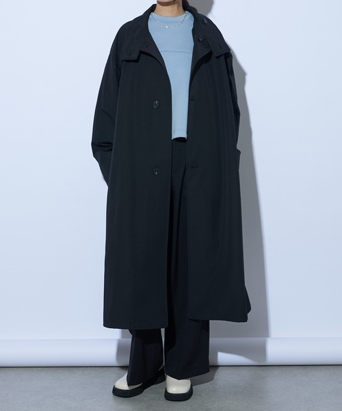 Lui's（ルイス）の「スタンドカラーバルーンコート（ステンカラーコート・レディース・ライトカーキ/ブラック・FREE）」の7枚目の写真