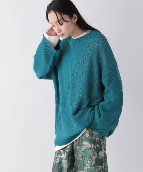 JEANASIS（ジーナシス）の「パターンキリカエメッシュプルオーバー/191686（ニット/セーター・レディース・ブルーグリーン/ホワイト/ブラック・FREE）」の17枚目の写真