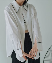 miette | ｽﾘｯﾄｽﾘｰﾌﾞﾊﾟｲﾋﾟﾝｸﾞｼｬﾂ(シャツ/ブラウス)