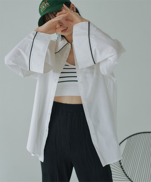 miette（ミエット）の「スリットスリーブパイピングシャツ（シャツ/ブラウス・レディース・オフホワイト/ブラック・FREE）」の15枚目の写真