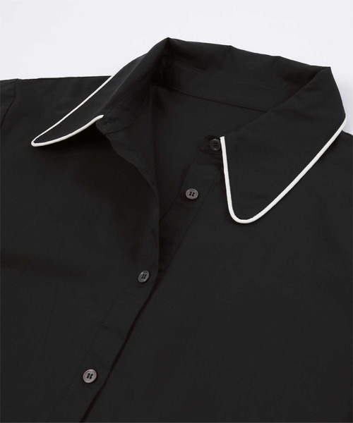 miette（ミエット）の「スリットスリーブパイピングシャツ（シャツ/ブラウス・レディース・オフホワイト/ブラック・FREE）」の16枚目の写真