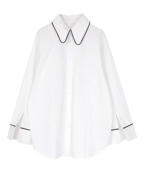 miette（ミエット）の「スリットスリーブパイピングシャツ（シャツ/ブラウス・レディース・オフホワイト/ブラック・FREE）」の8枚目の写真