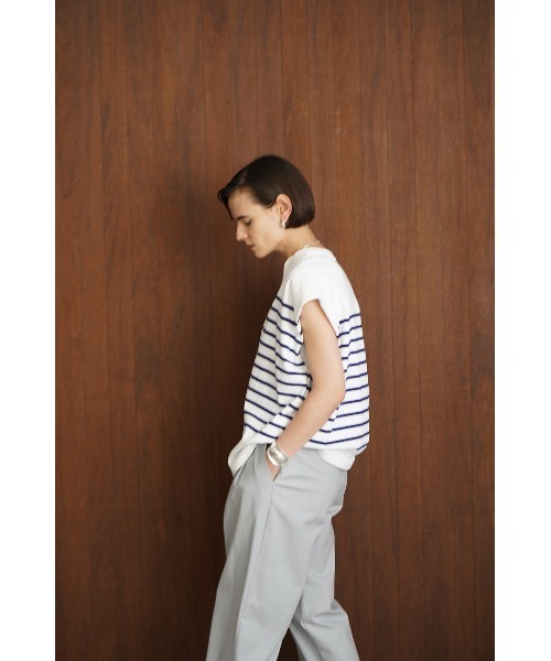 CLANE（クラネ）の「CLANE/クラネ/WIDE HENLEY NECK N/S BORDER TOPS