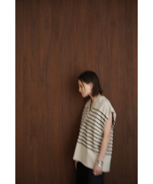 CLANE（クラネ）の「CLANE/クラネ/WIDE HENLEY NECK N/S BORDER TOPS