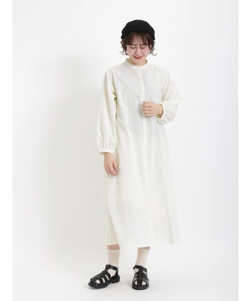 Samansa Mos2（サマンサ モスモス）の「【リンネル5月号掲載アイテム】【イージーケア＋UVカット】お手入れラクラクシャツワンピ（シャツワンピース・レディース・ネイビー/ピンク/イエロー/ブルー/ミント/ベージュ・ﾌﾘ-）」の7枚目の写真