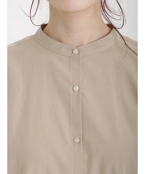 Samansa Mos2（サマンサ モスモス）の「【リンネル5月号掲載アイテム】【イージーケア＋UVカット】お手入れラクラクシャツワンピ（シャツワンピース・レディース・ネイビー/ピンク/イエロー/ブルー/ミント/ベージュ・ﾌﾘ-）」の8枚目の写真