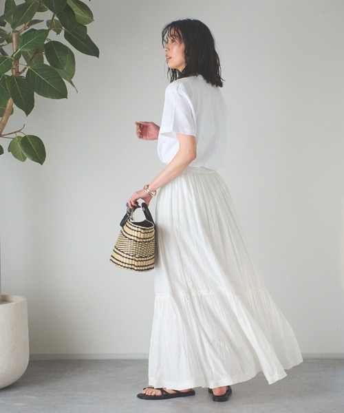 RIVE DROITE リヴドロワ　ロングスカート ウエストゴム】コットンリネンロングスカート | RIVE DROITE