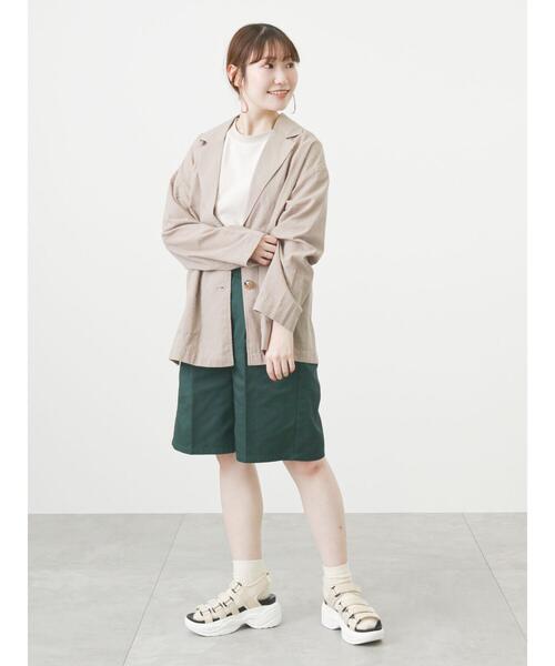 ehka sopo(エヘカソポ)の「シャツジャケット(テーラードジャケット・レディース・グリーン/ベージュ/モカ・フリ-)」の5枚目の写真