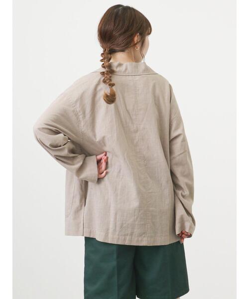 ehka sopo(エヘカソポ)の「シャツジャケット(テーラードジャケット・レディース・グリーン/ベージュ/モカ・フリ-)」の12枚目の写真