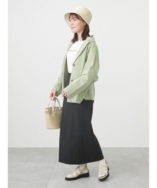 ehka sopo(エヘカソポ)の「シャツジャケット(テーラードジャケット・レディース・グリーン/ベージュ/モカ・フリ-)」の14枚目の写真