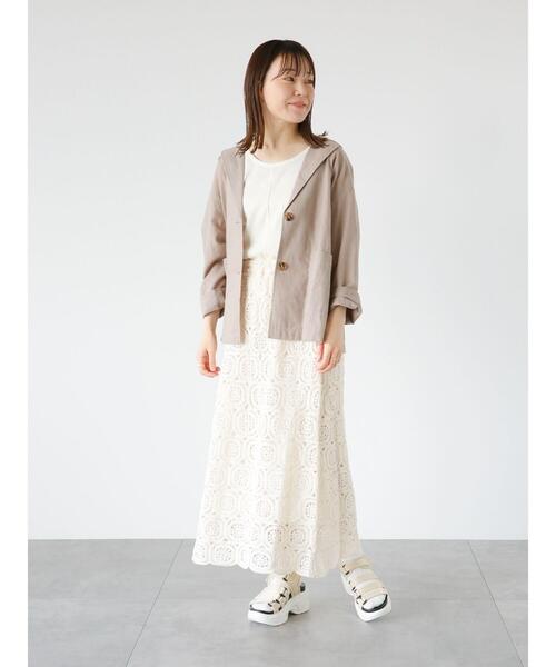 ehka sopo(エヘカソポ)の「シャツジャケット(テーラードジャケット・レディース・グリーン/ベージュ/モカ・フリ-)」の21枚目の写真