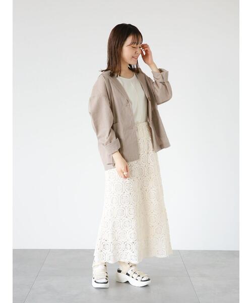 ehka sopo(エヘカソポ)の「シャツジャケット(テーラードジャケット・レディース・グリーン/ベージュ/モカ・フリ-)」の22枚目の写真