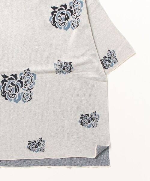 ANPAS（アンパス）の「Gradation ＆ Flower Pattern Oversized Double Jacquard Knit Pullover/グラデーション＆花柄 オーバーサイズ ダブルジャガード 5分袖 ニットプルオーバー（ニット/セーター・メンズ・ブラック系その他2/ブルー系その他/ベージュ系その他/ブラック系その他/グレー系その他/ブルー系その他2/ホワイト系その他/グレー系その他2・L/M）」の11枚目の写真