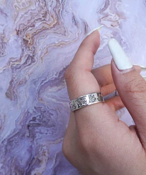 Porte 蝶モチーフ シルバーリング 螺鈿シルバーリング 蝶2 - SAGARADEN.com