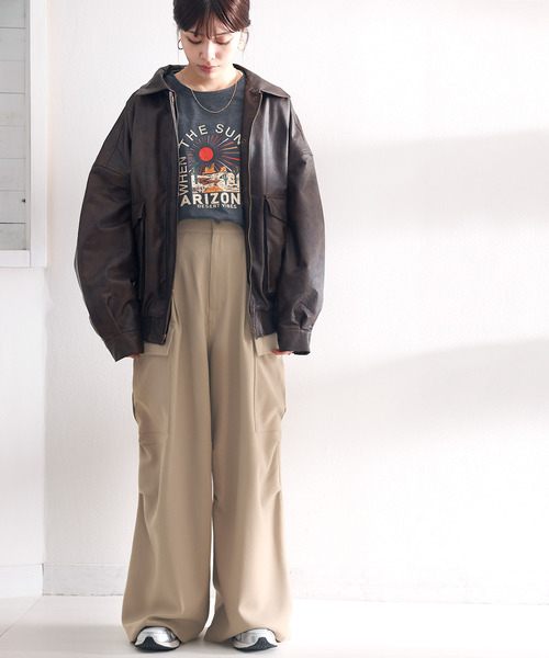 classicalelf（クラシカルエルフ）の「存在感抜群！たっぷりボリューム ウール調カーゴパンツ（カーゴパンツ・レディース・ベージュ/カーキ/ブラック・LARGE/MEDIUM/SMALL/X-LARGE）」の22枚目の写真