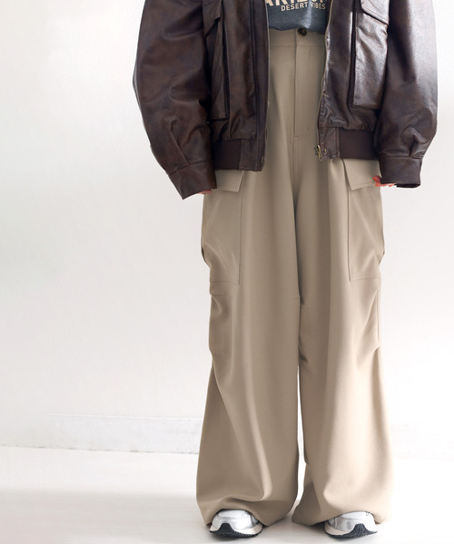 classicalelf（クラシカルエルフ）の「存在感抜群！たっぷりボリューム ウール調カーゴパンツ（カーゴパンツ・レディース・ベージュ/カーキ/ブラック・LARGE/MEDIUM/SMALL/X-LARGE）」の20枚目の写真