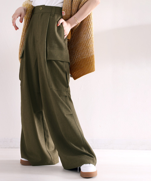 classicalelf（クラシカルエルフ）の「存在感抜群！たっぷりボリューム ウール調カーゴパンツ（カーゴパンツ・レディース・ベージュ/カーキ/ブラック・LARGE/MEDIUM/SMALL/X-LARGE）」の16枚目の写真