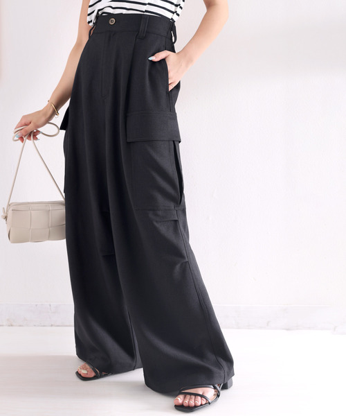 classicalelf（クラシカルエルフ）の「存在感抜群！たっぷりボリューム ウール調カーゴパンツ（カーゴパンツ・レディース・ベージュ/カーキ/ブラック・LARGE/MEDIUM/SMALL/X-LARGE）」の10枚目の写真