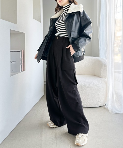 classicalelf（クラシカルエルフ）の「存在感抜群！たっぷりボリューム ウール調カーゴパンツ（カーゴパンツ・レディース・ベージュ/カーキ/ブラック・LARGE/MEDIUM/SMALL/X-LARGE）」の12枚目の写真