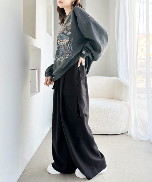 classicalelf（クラシカルエルフ）の「存在感抜群！たっぷりボリューム ウール調カーゴパンツ（カーゴパンツ・レディース・ベージュ/カーキ/ブラック・LARGE/MEDIUM/SMALL/X-LARGE）」の13枚目の写真