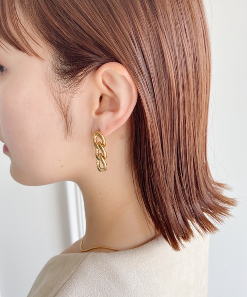 thank U more(サンキューモア)の「【サージカルステンレス】3連チェーンモチーフピアス(ピアス(両耳用)・レディース・ゴールド/シルバー・FREE)」の12枚目の写真
