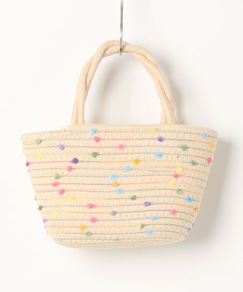 Q（キュー）の「カラフルドットかごバッグ（かごバッグ・レディース・ホワイト系その他/ブラウン系その他・ONE SIZE）」の3枚目の写真