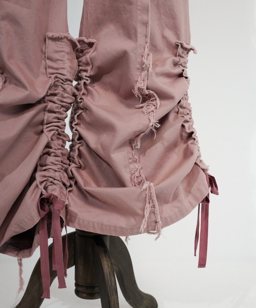 rurumu:（ルルムウ）の「rurumu:/ルルムウ/drawstring loose fit cargo pants（カーゴパンツ・レディース・ライトグレー/オリーブ/ピンク・MEDIUM/LARGE）」の15枚目の写真