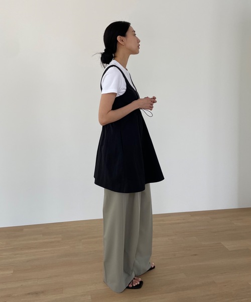 Didot.showroom（ディドット ショールーム）の「ウエスト絞りナイロンタンクミニワンピ（ワンピース・レディース・ホワイト/ネイビー/ブラック・FREE）」の7枚目の写真