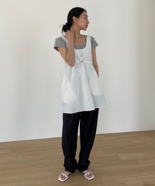 ウエスト絞りナイロンタンクミニワンピ Didot.showroom 韓国ブランド ウエスト絞りナイロンタンクミニワンピ（ワンピース）｜Didot
