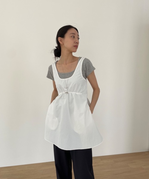 ウエスト絞りナイロンタンクミニワンピ Didot.showroom 韓国ブランド Didot.showroom（ディドット ショールーム）の「ウエスト絞り