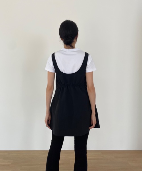 ウエスト絞りナイロンタンクミニワンピ Didot.showroom 韓国ブランド ウエスト絞りナイロンタンクミニワンピ（ワンピース）｜Didot
