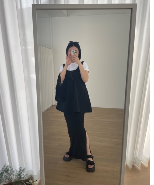 Didot.showroom（ディドット ショールーム）の「ウエスト絞りナイロンタンクミニワンピ（ワンピース・レディース・ホワイト/ネイビー/ブラック・FREE）」の10枚目の写真