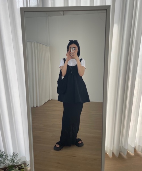 ウエスト絞りナイロンタンクミニワンピ Didot.showroom 韓国ブランド ウエスト絞りナイロンタンクミニワンピ（ワンピース）｜Didot