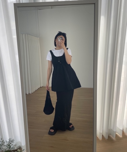 ウエスト絞りナイロンタンクミニワンピ Didot.showroom 韓国ブランド ウエスト絞りナイロンタンクミニワンピ（ワンピース）｜Didot