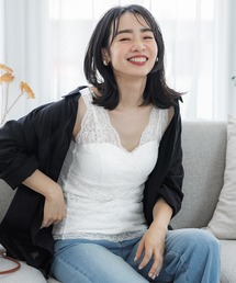 OUT BRA カップ付きレースキャミソール