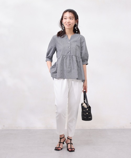 Chez toi（シェトワ）の「パールボタンギャザー切替ブラウス（シャツ/ブラウス・レディース・ベージュ/ブラック/サックスブルー/オフホワイト・FREE）」の12枚目の写真