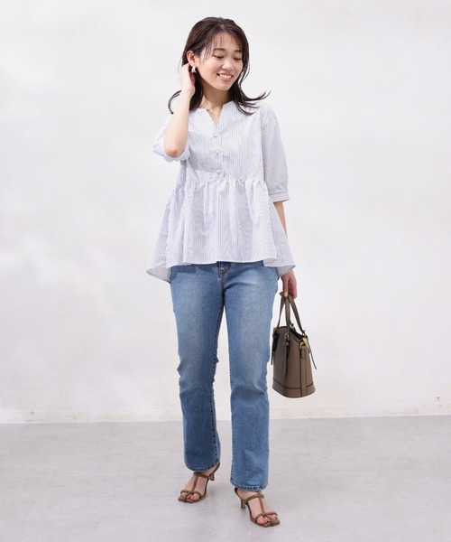 Chez toi（シェトワ）の「パールボタンギャザー切替ブラウス（シャツ/ブラウス・レディース・ベージュ/ブラック/サックスブルー/オフホワイト・FREE）」の17枚目の写真