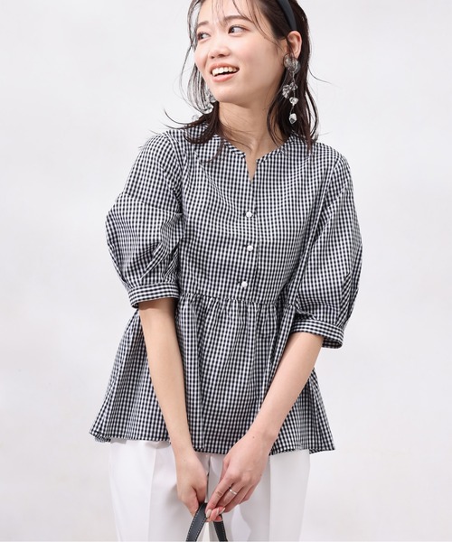 Chez toi（シェトワ）の「パールボタンギャザー切替ブラウス（シャツ/ブラウス・レディース・ベージュ/ブラック/サックスブルー/オフホワイト・FREE）」の18枚目の写真