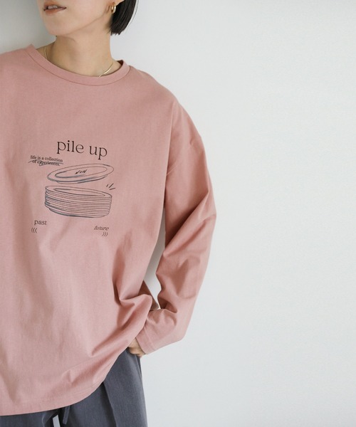 select MOCA(セレクトモカ)の「Pile up ロゴプリントロンT(Tシャツ/カットソー・レディース・オフホワイト/スミクロ/スモークピンク/ライトカーキ・FREE)」の20枚目の写真