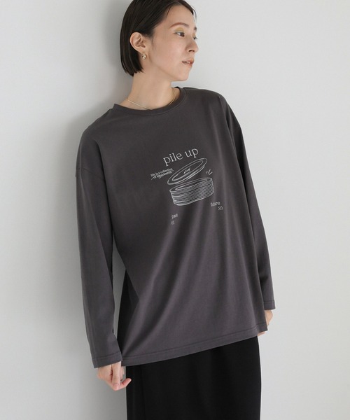 select MOCA(セレクトモカ)の「Pile up ロゴプリントロンT(Tシャツ/カットソー・レディース・オフホワイト/スミクロ/スモークピンク/ライトカーキ・FREE)」の18枚目の写真