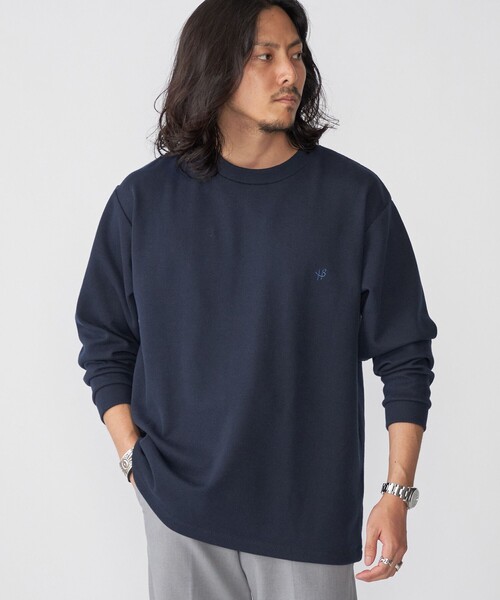 SHIPS(シップス)の「【WEB限定】SHIPS: ワンポイント ロゴ バーズアイ クルーネック ロングスリーブ Tシャツ(Tシャツ/カットソー・メンズ・ホワイト/ネイビー/ダークグレー/ロイヤルブルー/ライトグレー/ダークブルー/オフホワイト/ブラック・MEDIUM/X-LARGE/LARGE/SMALL)」の6枚目の写真