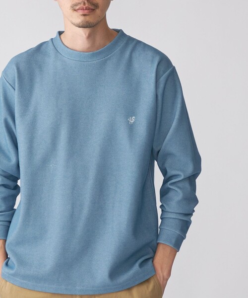 SHIPS(シップス)の「【WEB限定】SHIPS: ワンポイント ロゴ バーズアイ クルーネック ロングスリーブ Tシャツ(Tシャツ/カットソー・メンズ・ホワイト/ネイビー/ダークグレー/ロイヤルブルー/ライトグレー/ダークブルー/オフホワイト/ブラック・MEDIUM/X-LARGE/LARGE/SMALL)」の8枚目の写真