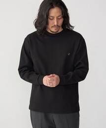 【WEB限定】SHIPS: ワンポイント ロゴ バーズアイ クルーネック ロングスリーブ Tシャツ