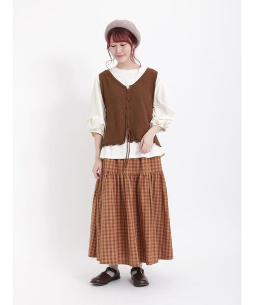 Samansa Mos2（サマンサ モスモス）の「前後着透かし柄ベスト（ベスト・レディース・チャコールグレー/ブラウン/ベージュ・F）」の18枚目の写真