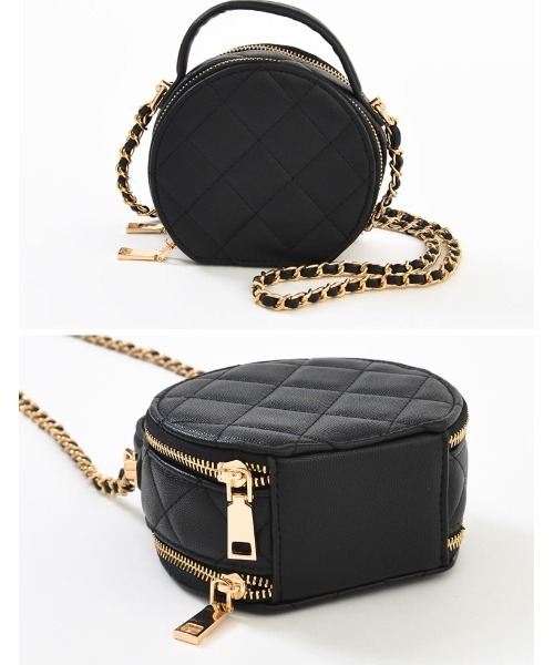 Re:EDIT（リエディ）の「[BAG COLLECTION]キルティングステッチサークルミニショルダーバッグ（ショルダーバッグ・レディース・ブラック/ホワイト・FREE）」の9枚目の写真