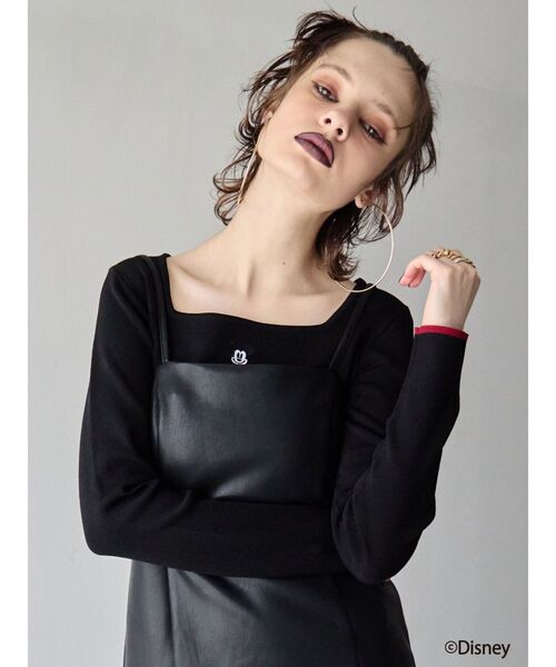 Disney（ディズニー）の「10周年記念【Disney】Mickeyショートニットトップス（ニット/セーター・レディース・ネイビー/ホワイト/ブラック・FREE）」の8枚目の写真
