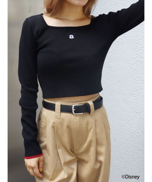 Disney（ディズニー）の「10周年記念【Disney】Mickeyショートニットトップス（ニット/セーター・レディース・ネイビー/ホワイト/ブラック・FREE）」の14枚目の写真