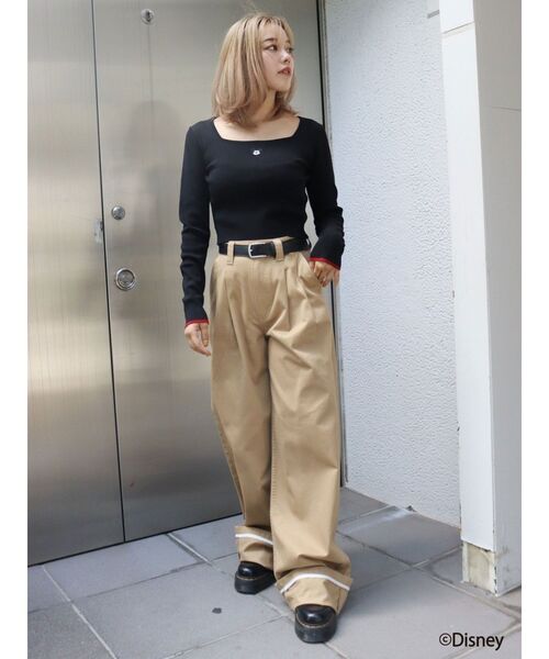 Disney（ディズニー）の「10周年記念【Disney】Mickeyショートニットトップス（ニット/セーター・レディース・ネイビー/ホワイト/ブラック・FREE）」の15枚目の写真